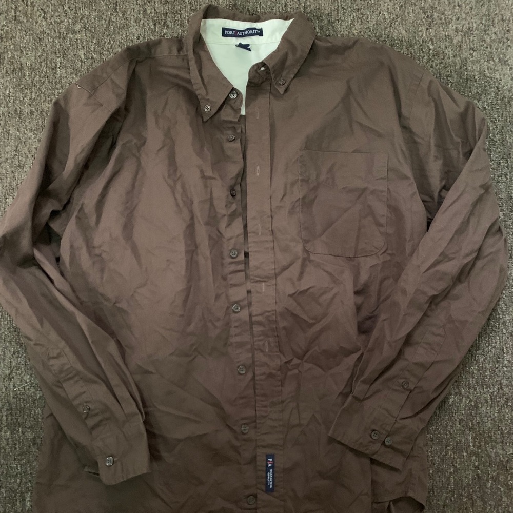 Vintage Brown Port Authority Button Up